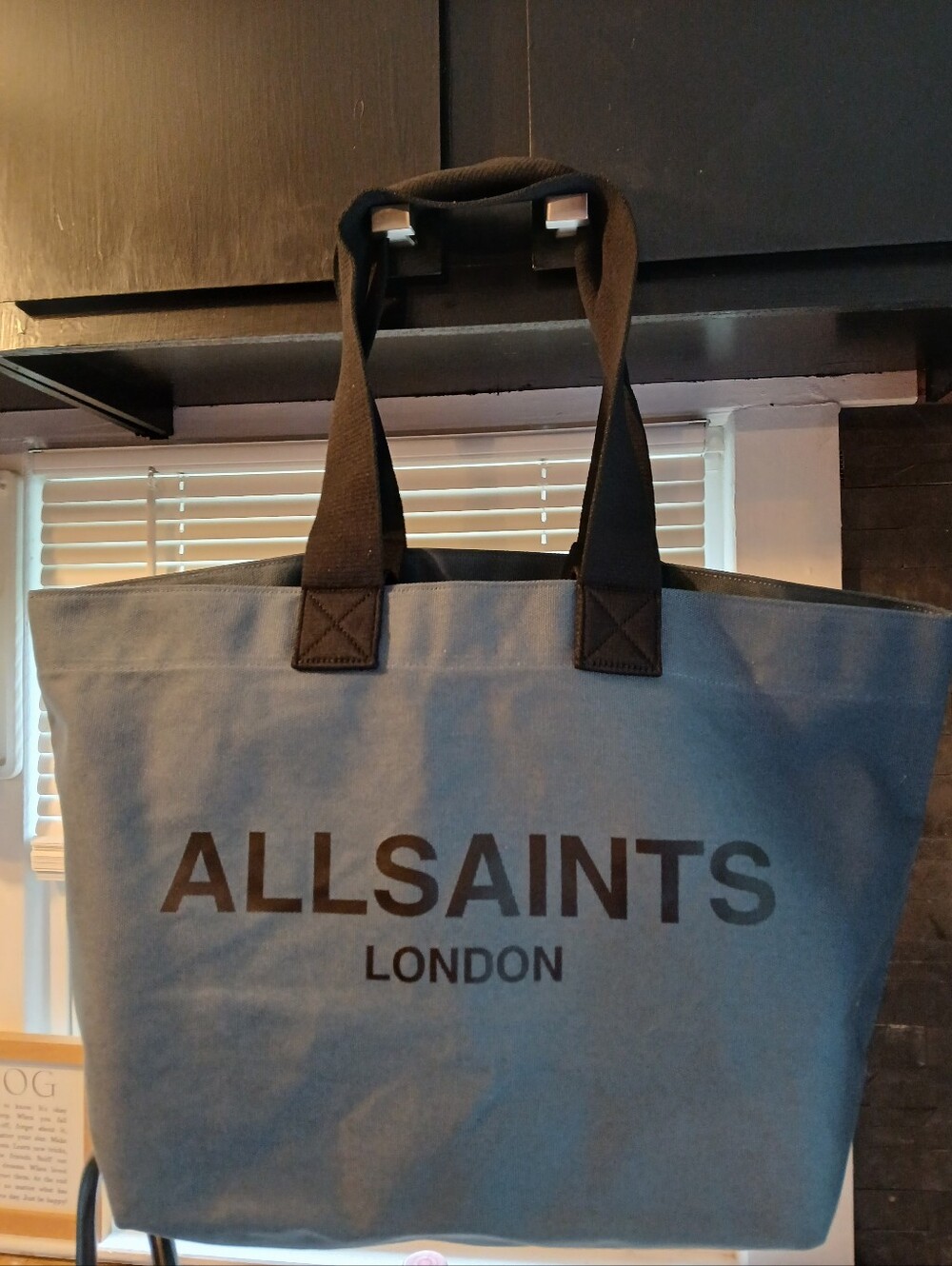 ALLSAINTS NWT Blue/Black Large Canvas Tote